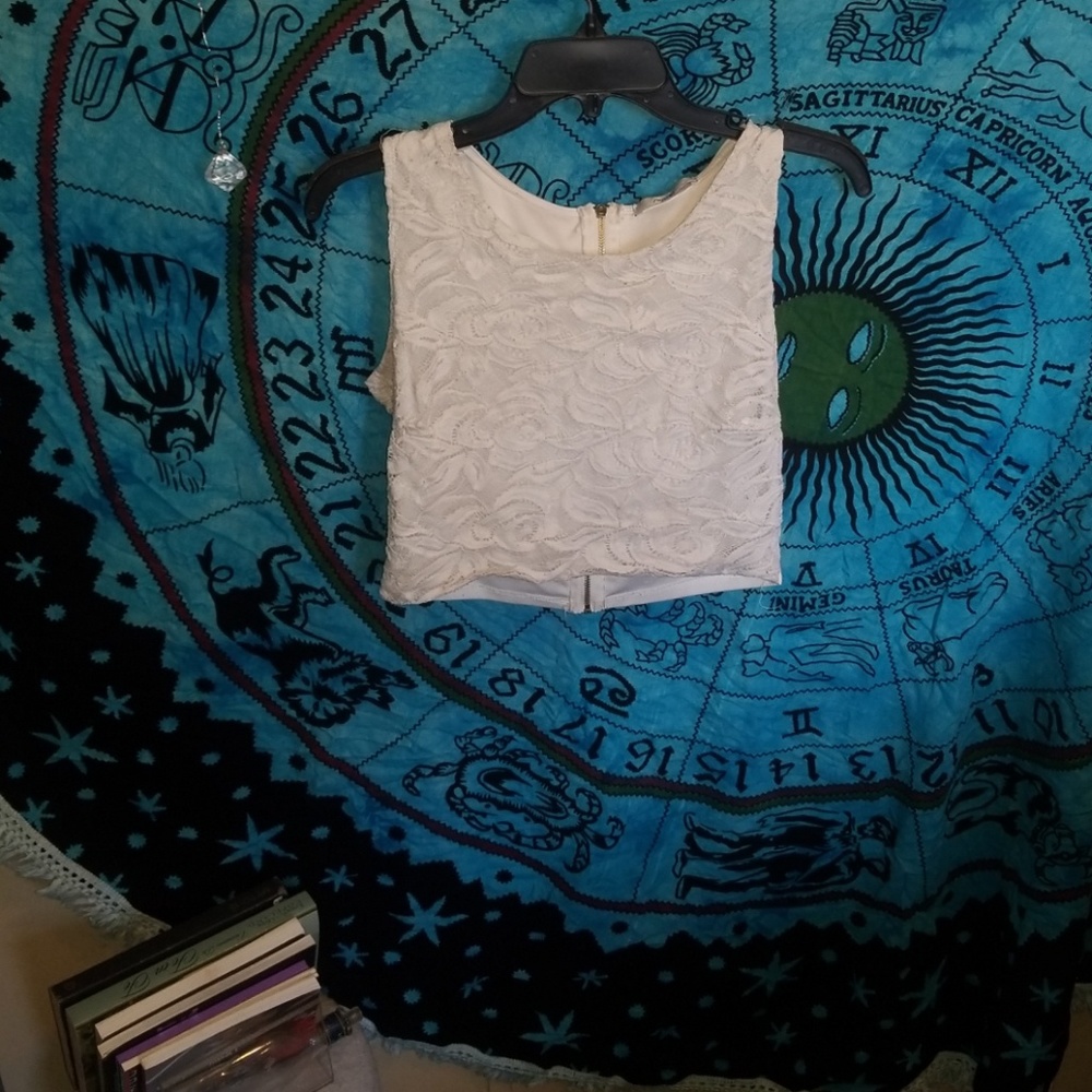 White lace crop top